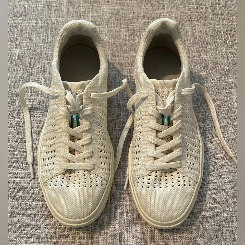Rothy’s RS02 Sneaker - Courtside White with green accents - Picture 2 of 7